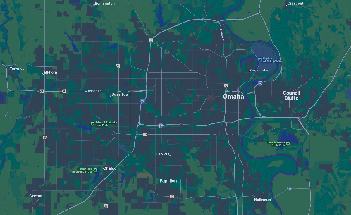 a map of Omaha emphasizing the importance of local SEO
